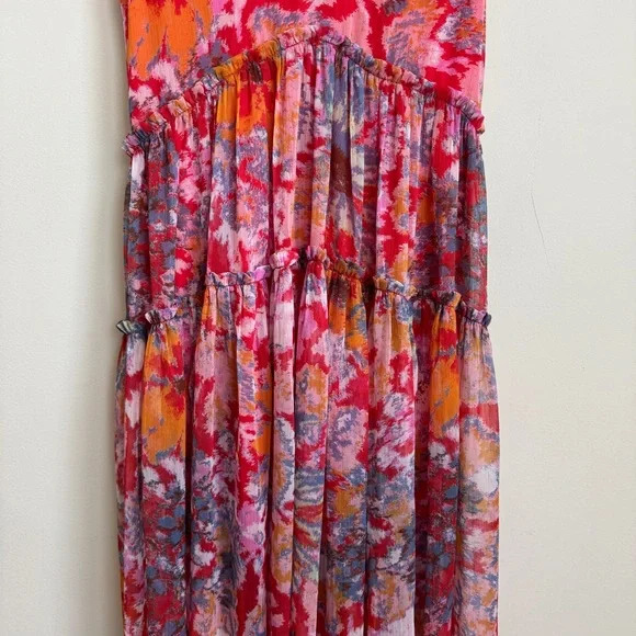 NWT Free People Boho Tiered Julianna Maxi Dress in Cherry Combo size Medium - Picture 8 of 12